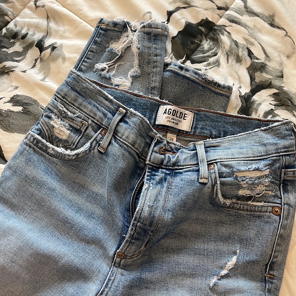 AGOLDE Sophie crop distressed ankle straight jeans - Picture 4 of 4